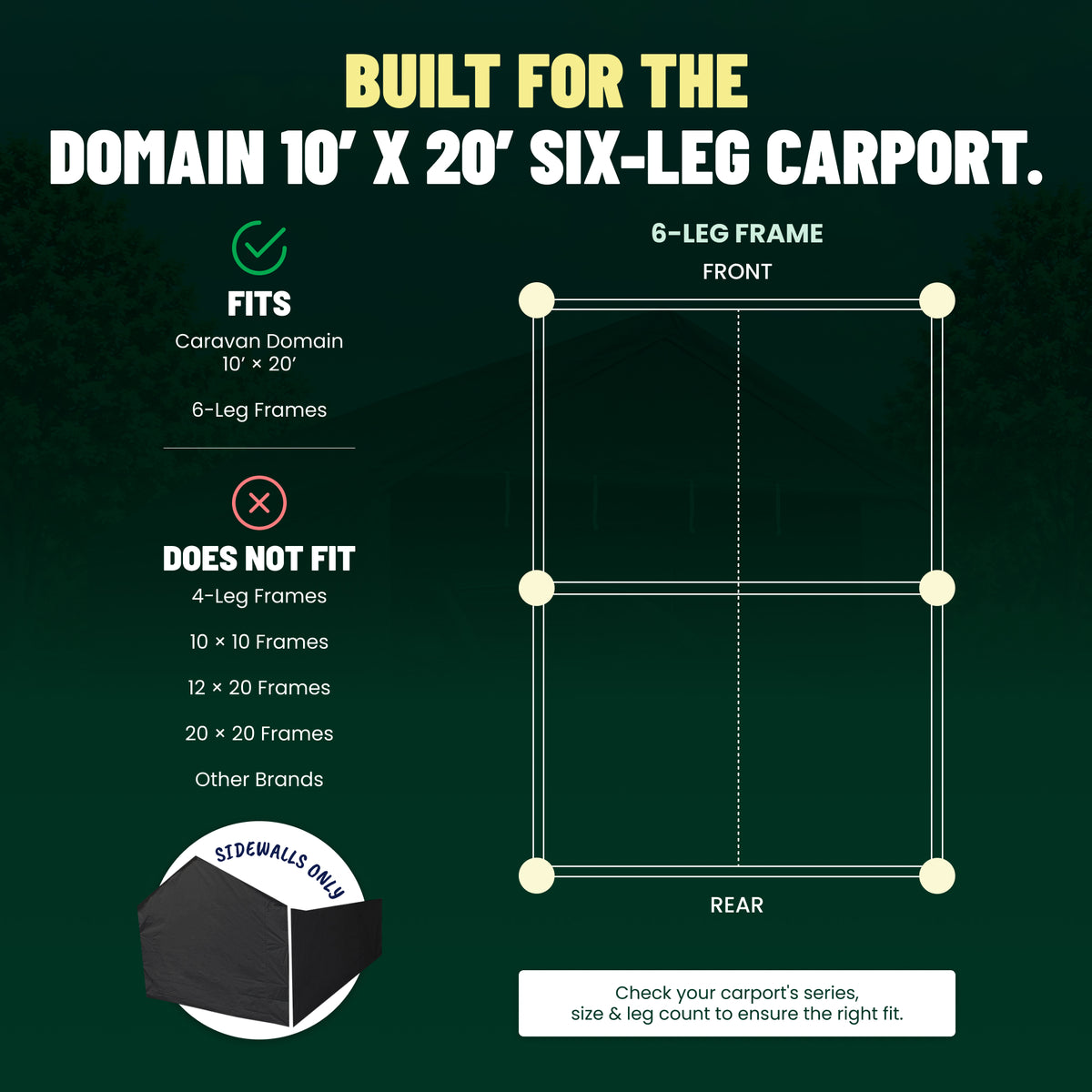 Caravan Canopy 20x10' Carport Tent Sidewalls, Black (Sidewalls Only)(Open Box)