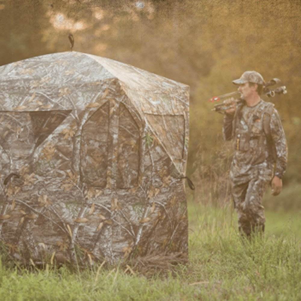 Ameristep Brickhouse 3 Person Hunting Hub Ground Blind, Realtree Edge (Used)