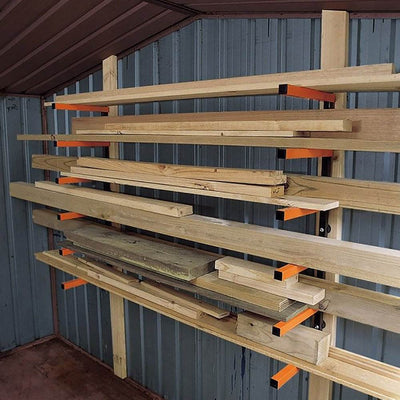 Portamate 6 Shelf Wall Mount Lumber Storage Rack w/ 600 Pound Capacity (3 Pack)
