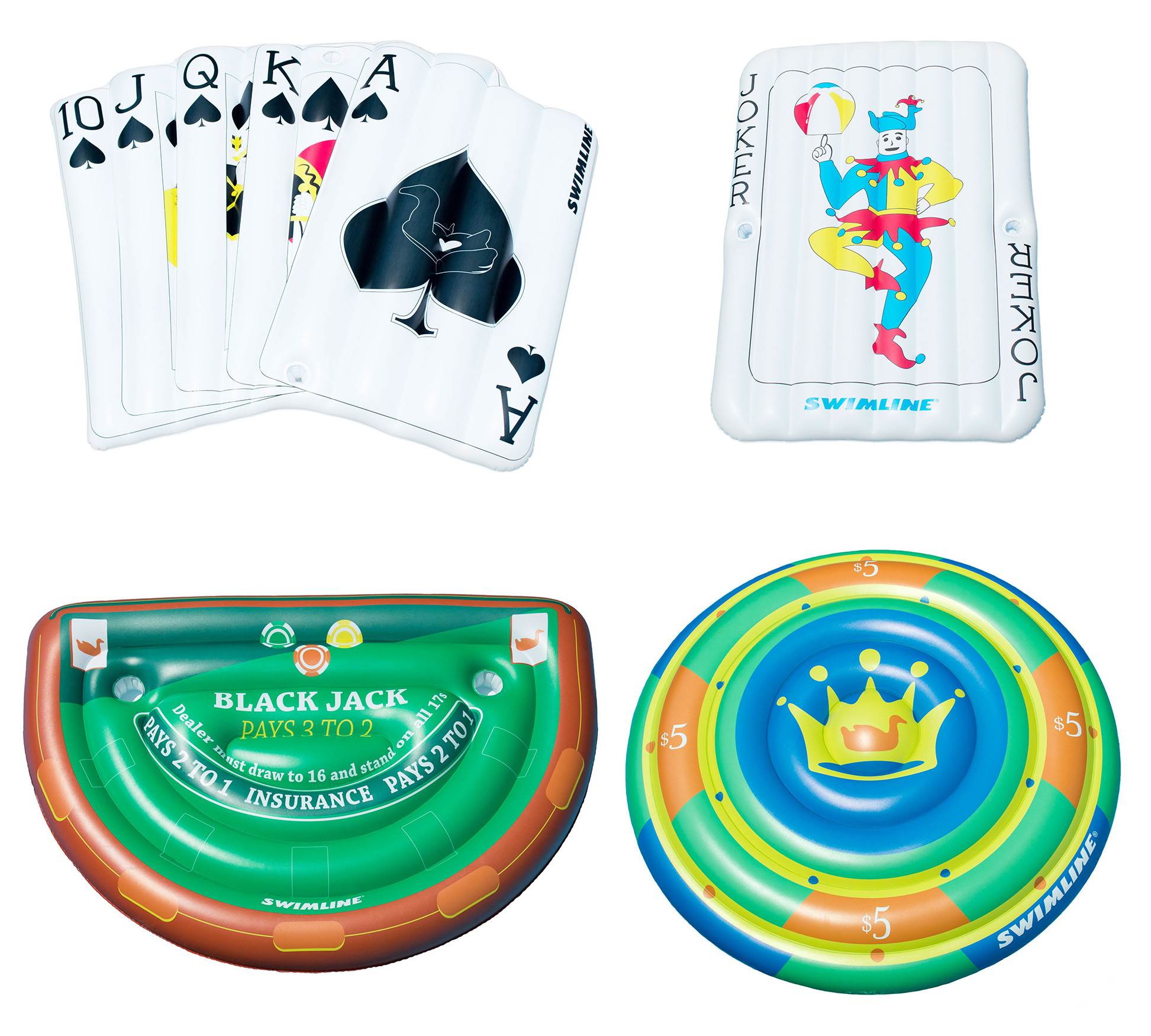 Swimline Casino Poker Card Game Inflatable Swimming Pool Island Float Raft