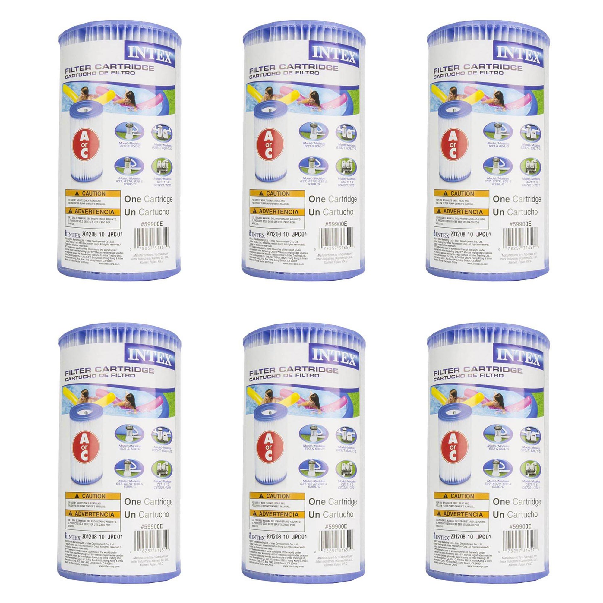 Intex Swimming Pool Easy Set Type A Replacement Filter Pump Cartridge (6 Pack)