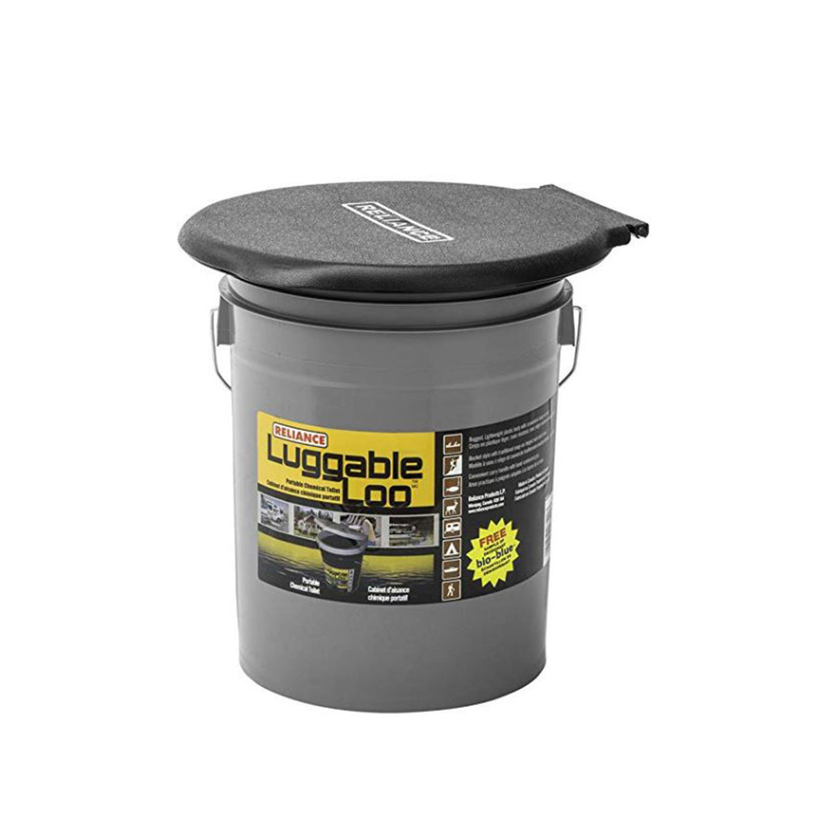 Reliance Products Luggable Loo Portable Lightweight 5gal Toilet, Gray (2 Pack)