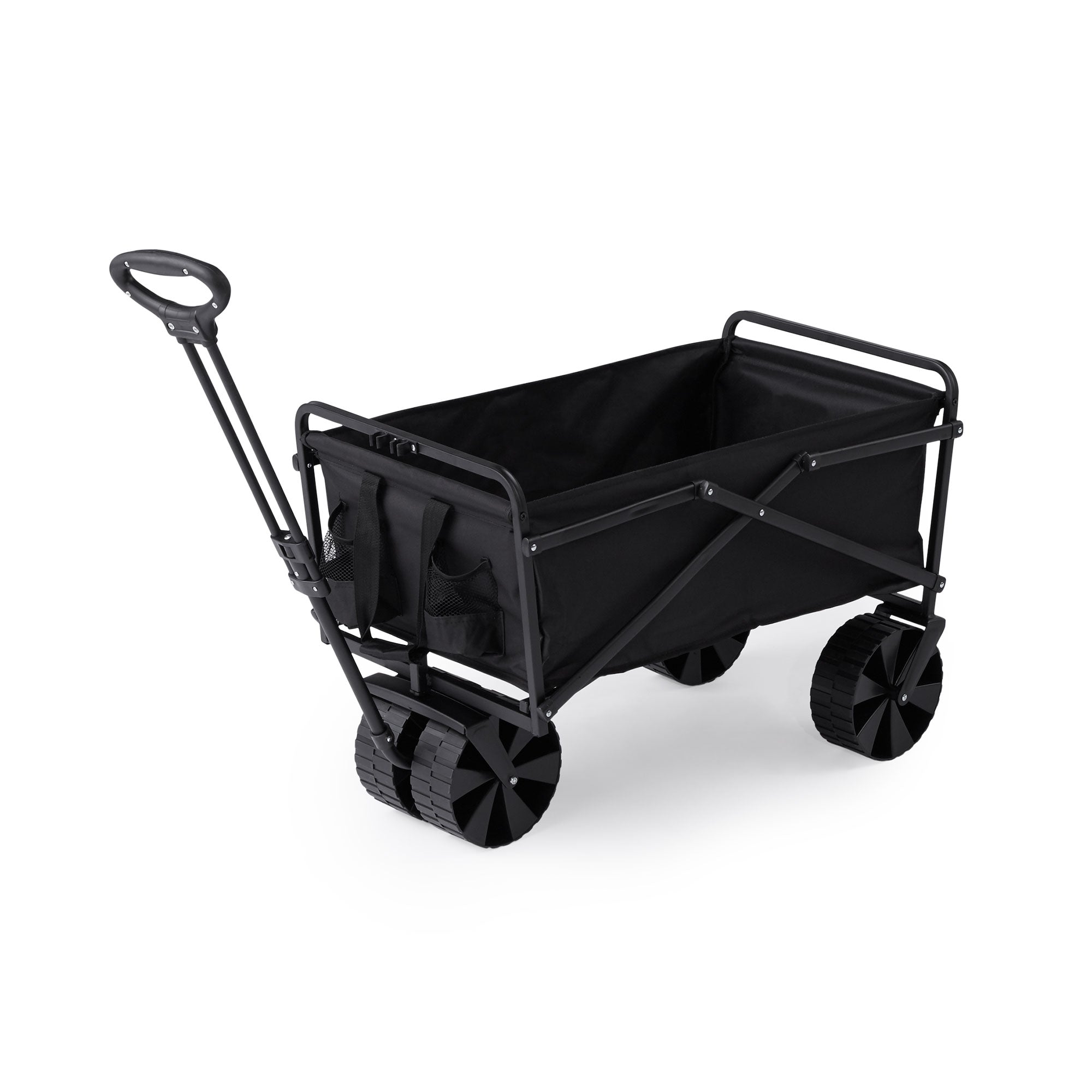 Seina Steel Frame Folding Beach Wagon Outdoor Cart, Black (Open Box) (2 Pack) - VMInnovations