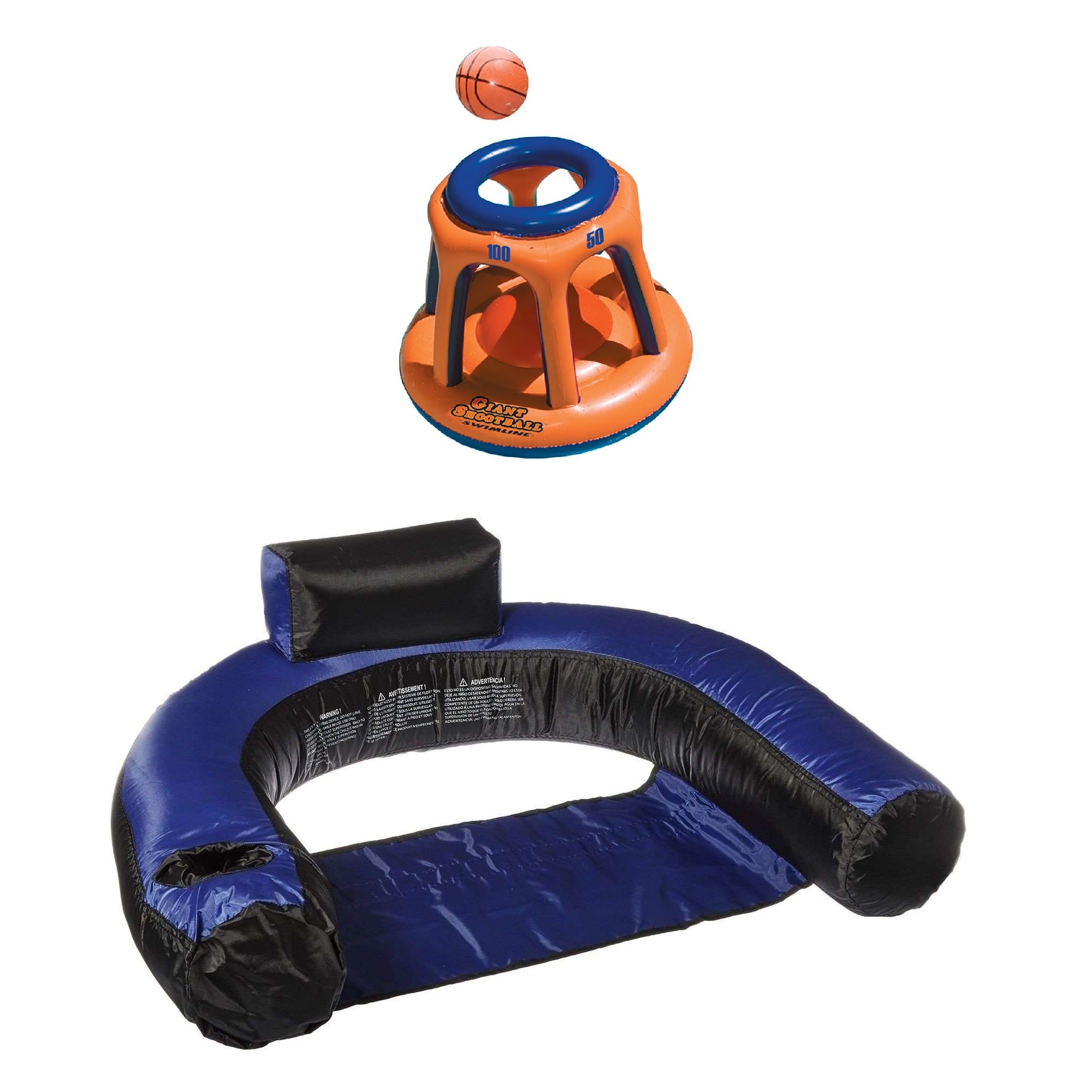 Swimline Pool Chair Float w/ Swimline Shootball Inflatable Pool Toy - VMInnovations