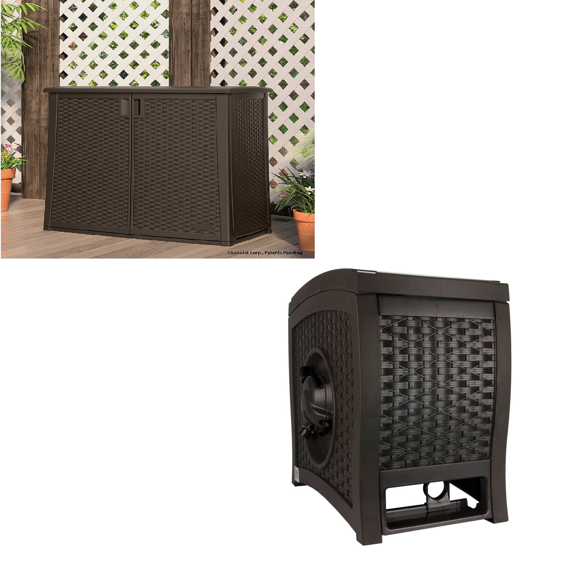 97 Gallon Backyard Storage Station w/Shelf Suncast 125 Ft Garden Hose Reel