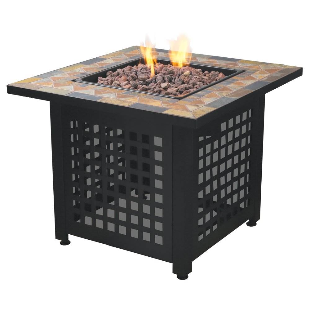 Endless Summer Propane Powered Square Outdoor Patio Firetable with Lava Rocks