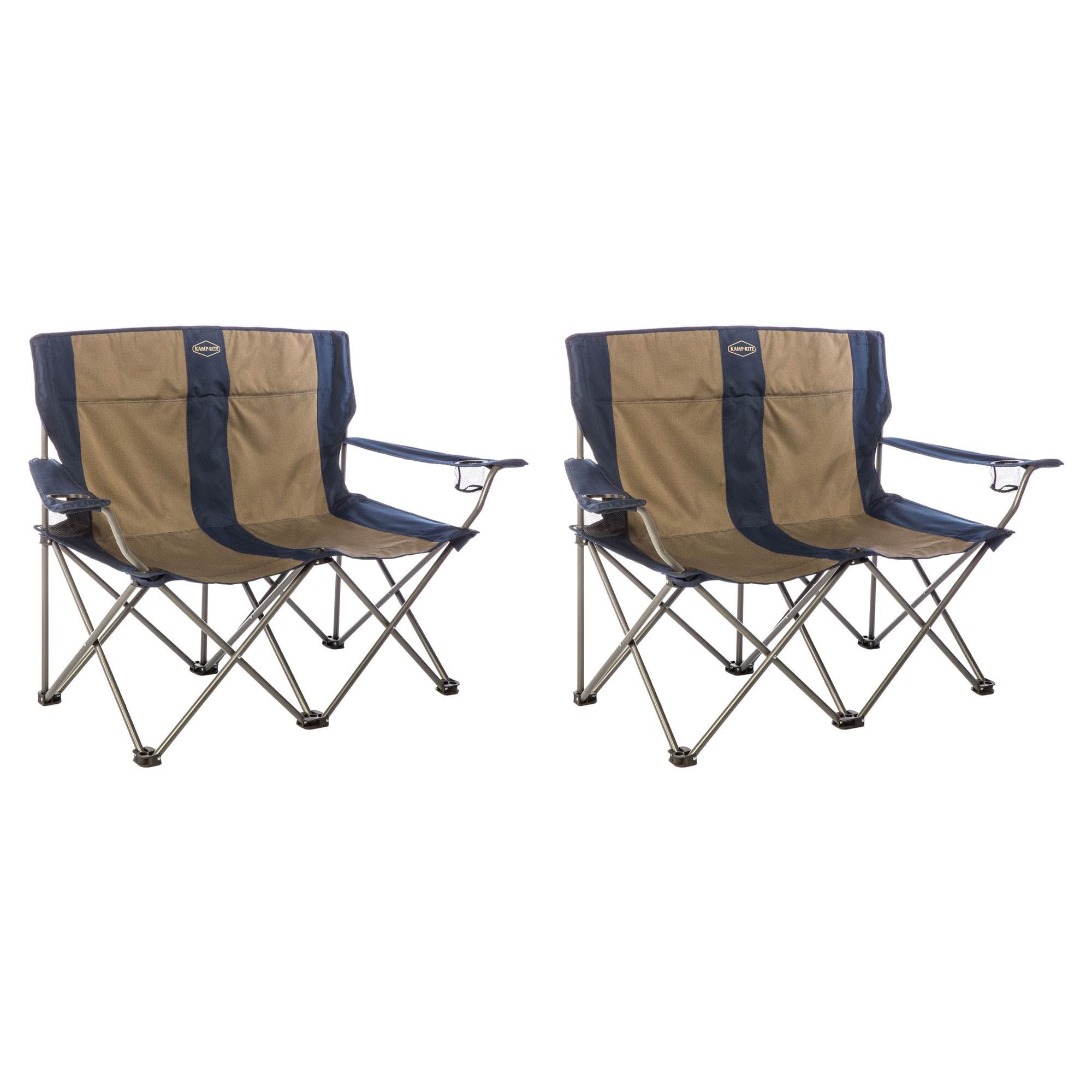 Kamp-Rite 2 Person Outdoor Tailgating Camping Double Folding Lawn Chair (2 Pack)