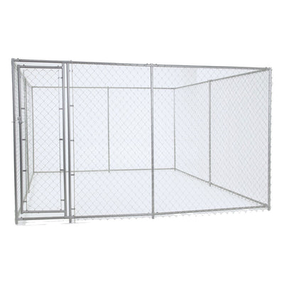 Lucky Dog 10' x 10' Chain Link Dog Kennel (2 Pack) & Waterproof Roof Cover - VMInnovations