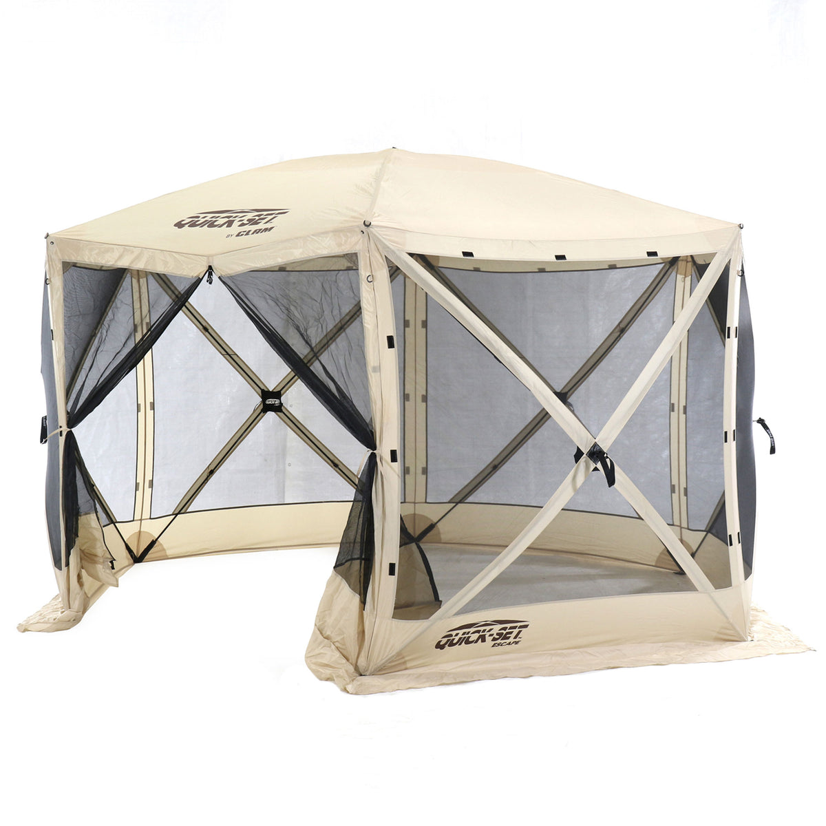 Clam Quick Set Escape Portable Outdoor Gazebo Canopy Screen, Tan (Open Box)
