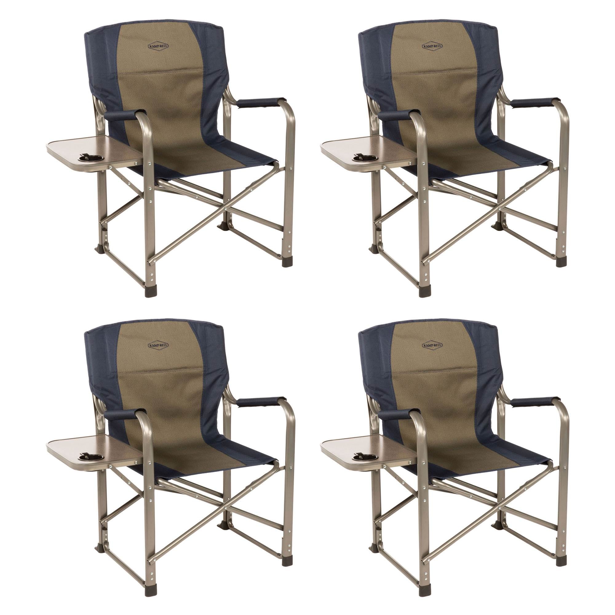 Kamp-Rite CC105 Tailgating Camp Folding Directors Chair with Side Table (4 Pack) - VMInnovations