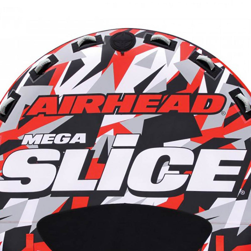 Airhead Mega Slice Inflatable 4 Rider Raft with Tow Rope Buoy Ball and Pump
