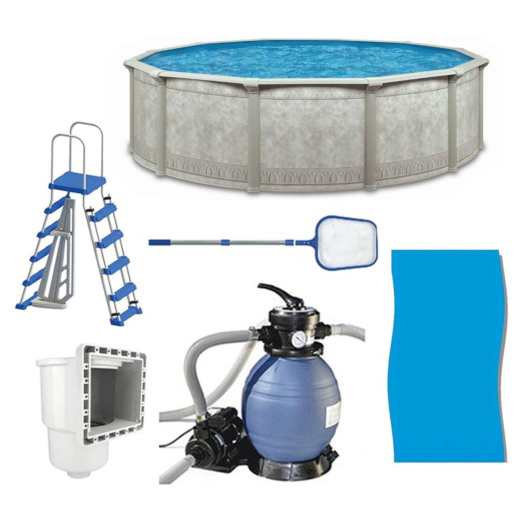 Aquarian Khaki Venetian 15ft x 52in Complete Above Ground Swimming Pool Package - VMInnovations