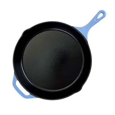 Hamilton Beach 10 Inch Frying Pan + 12 Inch Enameled Cast Iron Frying Pan, Blue