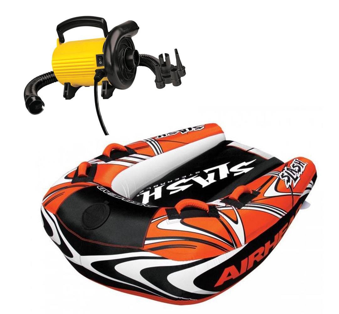 Airhead Slash II Double Rider Inflatable Boat + SportsStuff Electric Air Pump