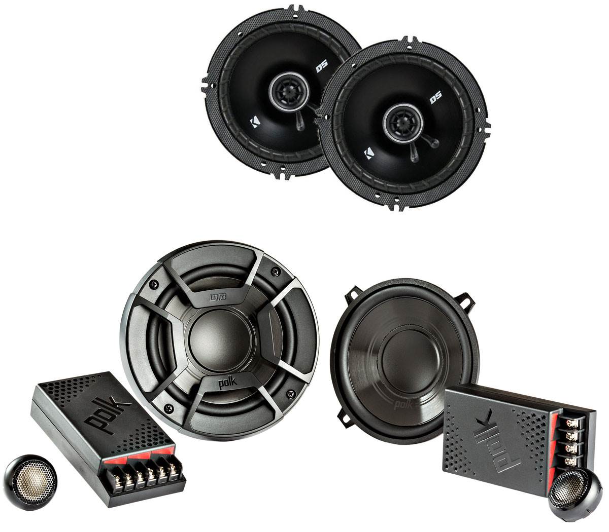 Polk Audio 5.25" 300 Watt 2 Way + Kicker 6.5" 240 Watt 2-Way Car Audio Speakers