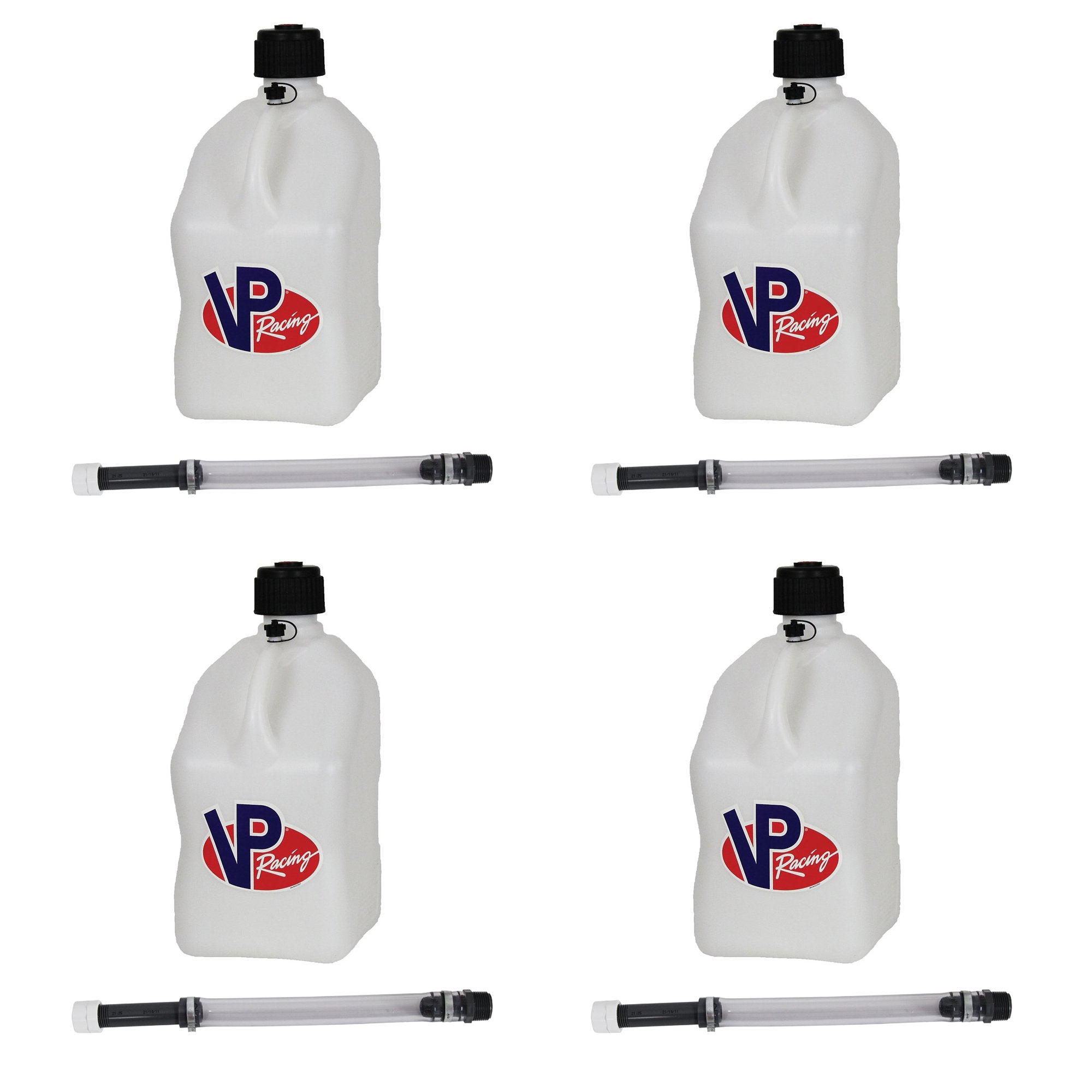 VP Racing Fuels Motorsport 5.5 Gal Utility Jug w/ 14 Inch Hose, White (4 Pack)