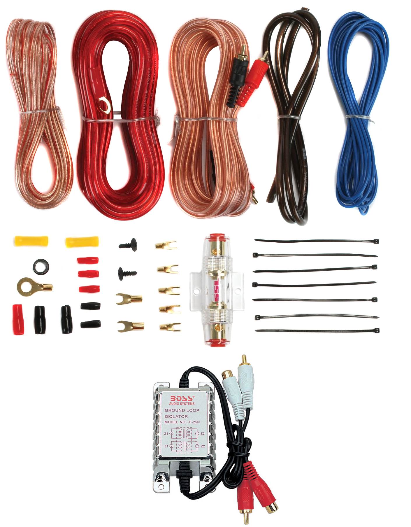 Hifonics 10" Subwoofer + Boss Audio Amp + Installation Kit + Single Enclosure