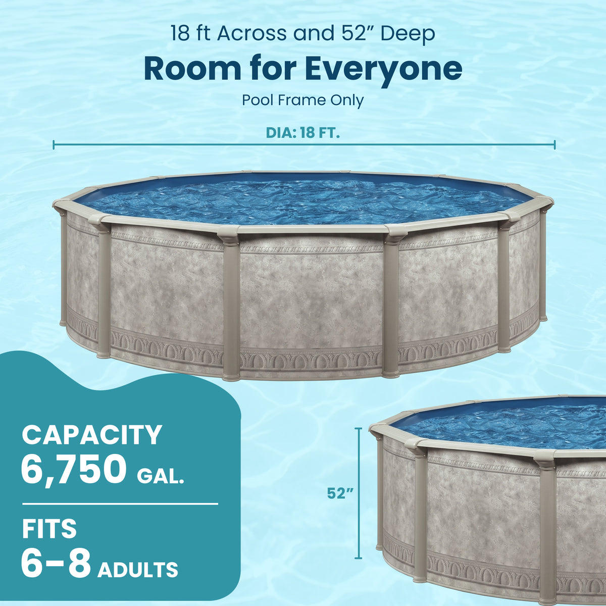 Aquarian Khaki Venetian 18ft x 52in Backyard Above Ground Swimming Pool Package