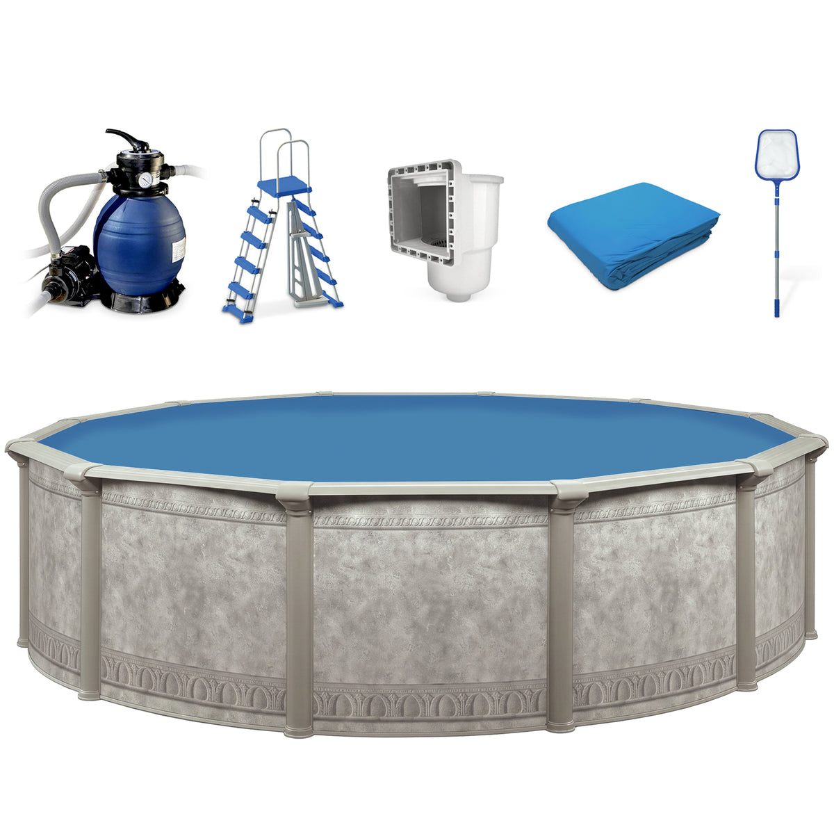 Aquarian Khaki Venetian 18ft x 52in Backyard Above Ground Swimming Pool Package