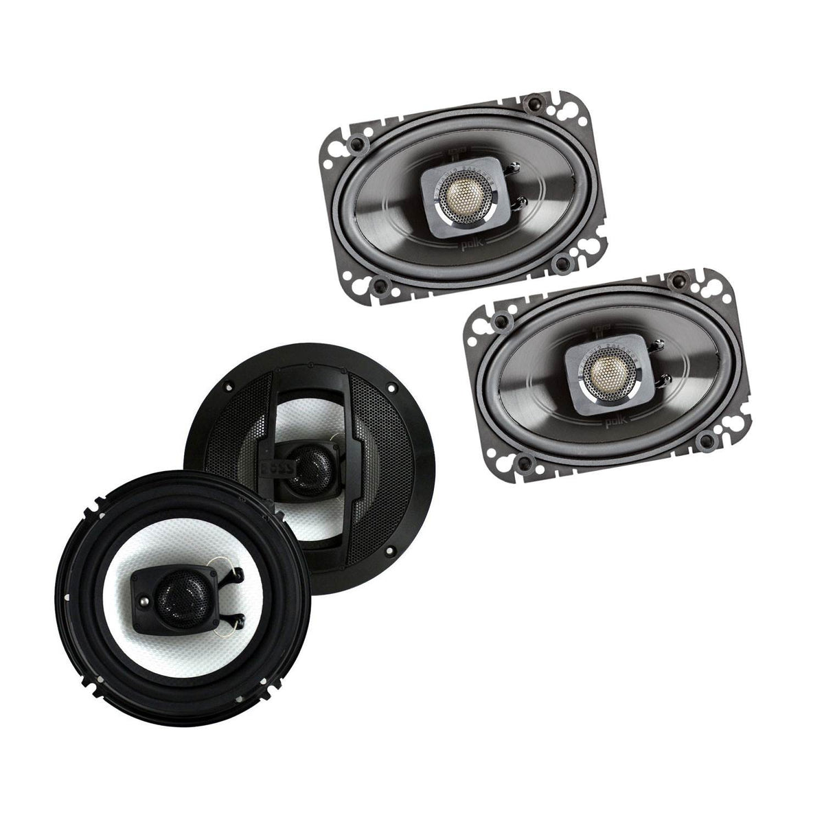 Polk Audio 150W Coaxial Speakers w/ Boss 300W Car Audio Coaxial 4 Ohm Speakers