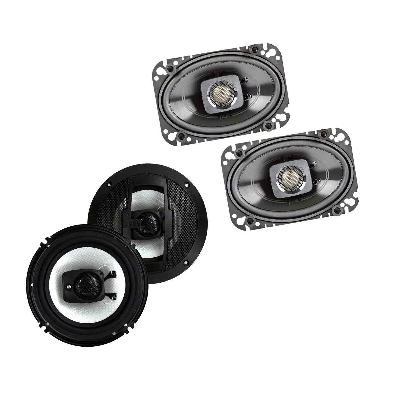 Polk Audio 150W Coaxial Speakers w/ Boss 300W Car Audio Coaxial 4 Ohm Speakers