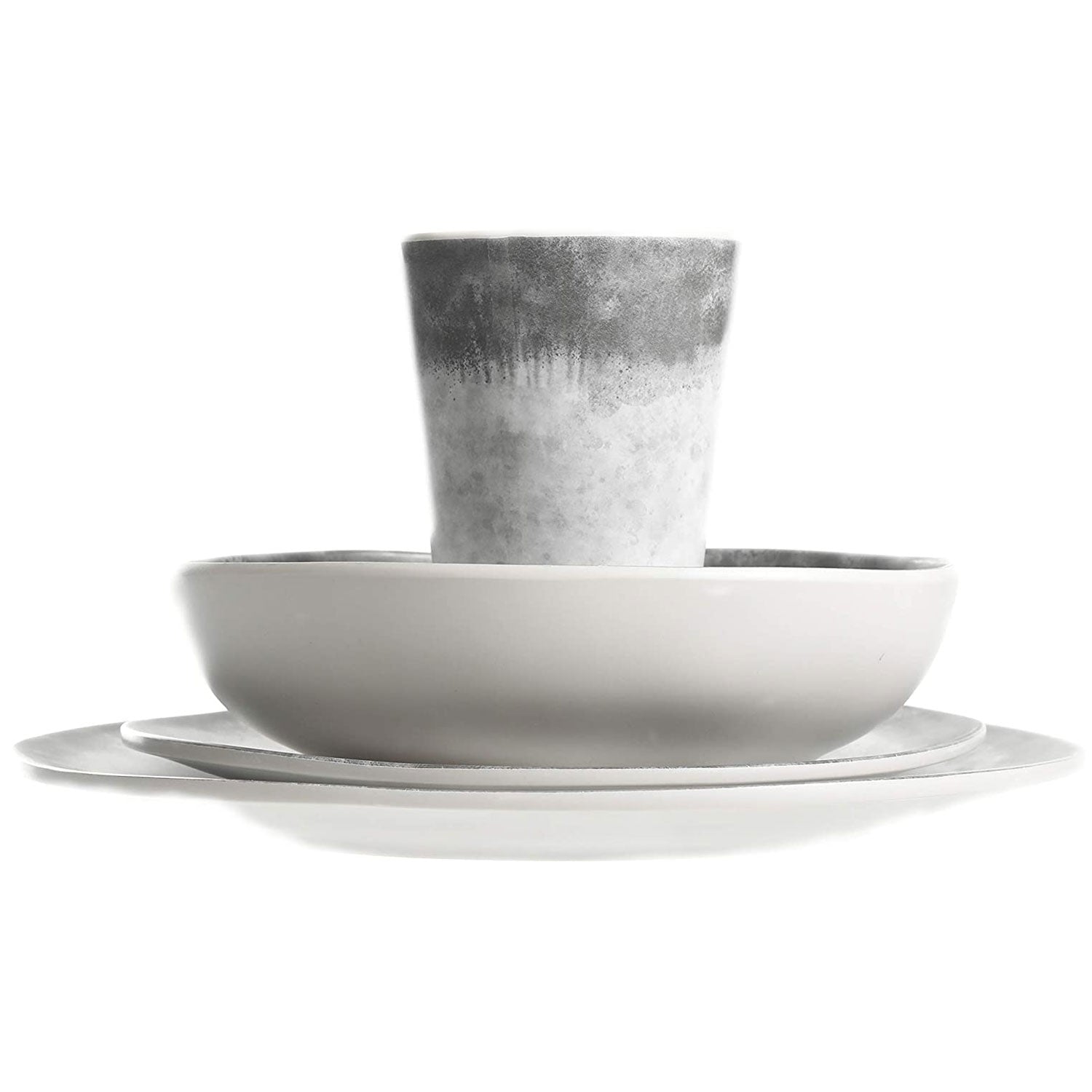 GibsonHome Granite 16 Pc Round Melamine Plate, Bowl, & Cup Dinnerware Set (Used) - VMInnovations