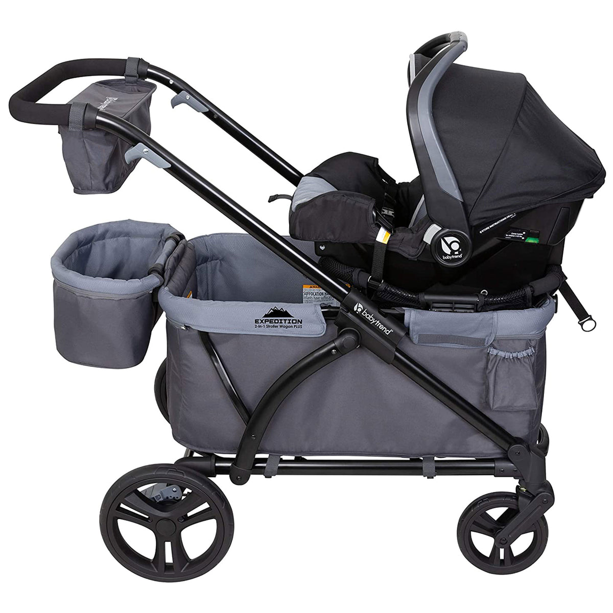 Baby Trend 2 in 1 Push or Pull Stroller Wagon w/ Canopy, Grey (For Parts)