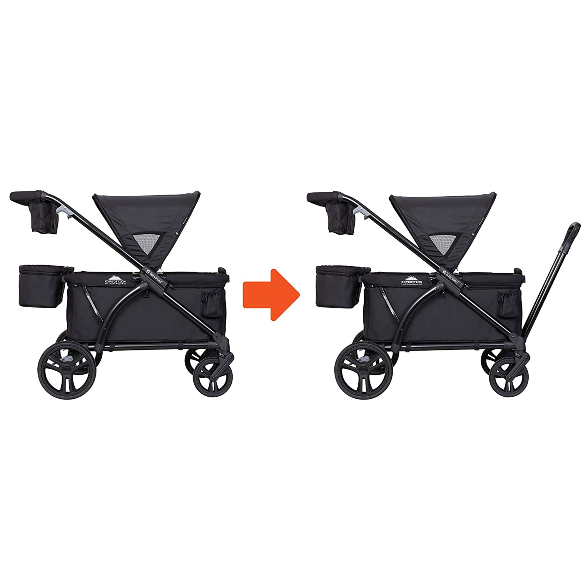 Baby Trend Expedition 2 in 1 Push or Pull Stroller Wagon Plus w/ Canopy, Black (Damaged)
