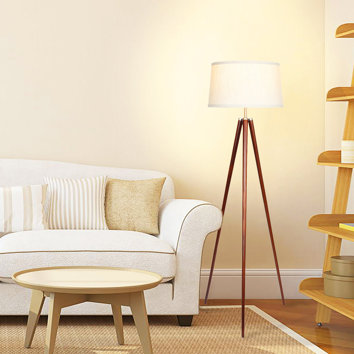 Brightech Emma 60" Tall Standing LED Light Tripod Floor Lamp, Brown (Open Box)