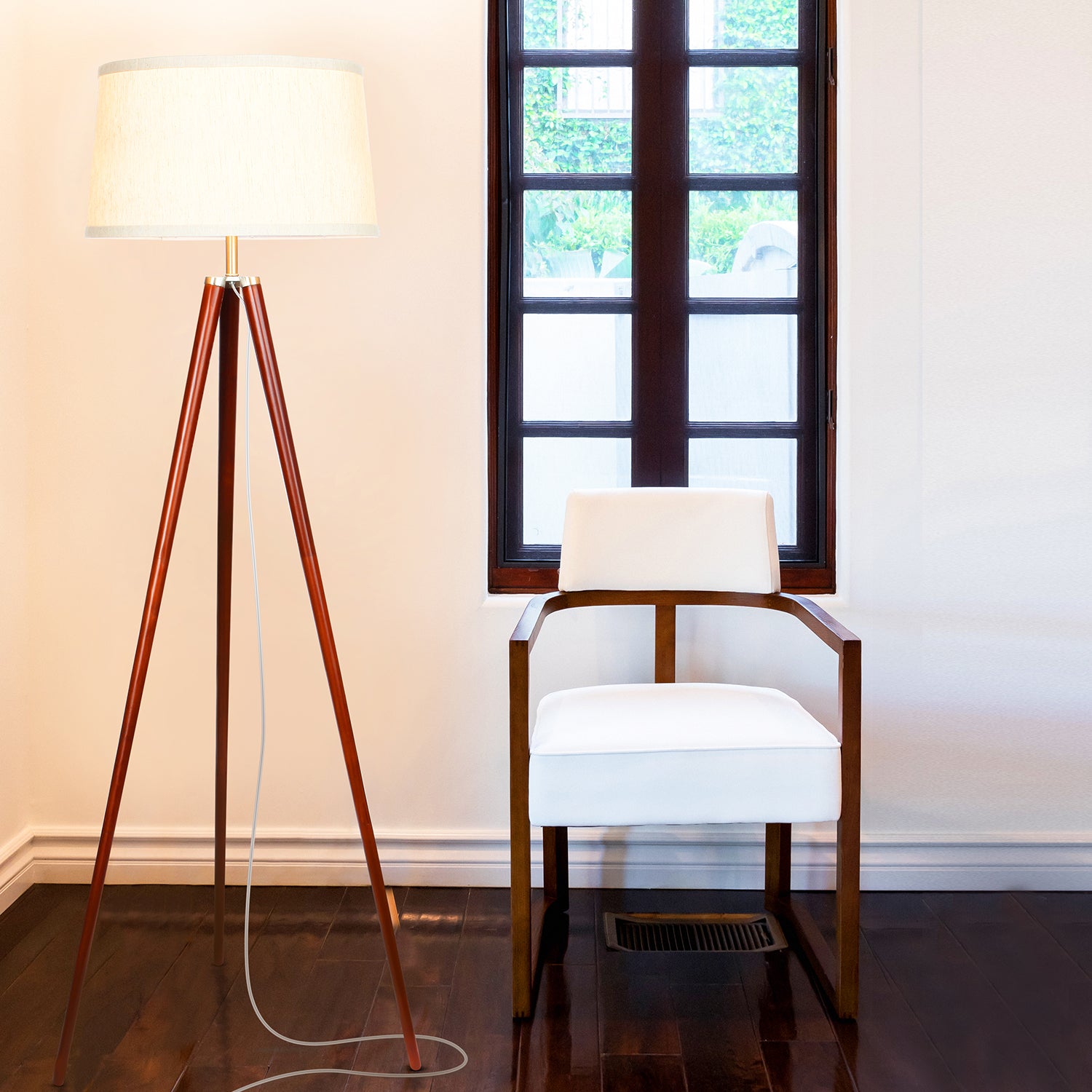 Brightech Emma 60" Tall Standing LED Light Tripod Floor Lamp, Brown (Open Box)