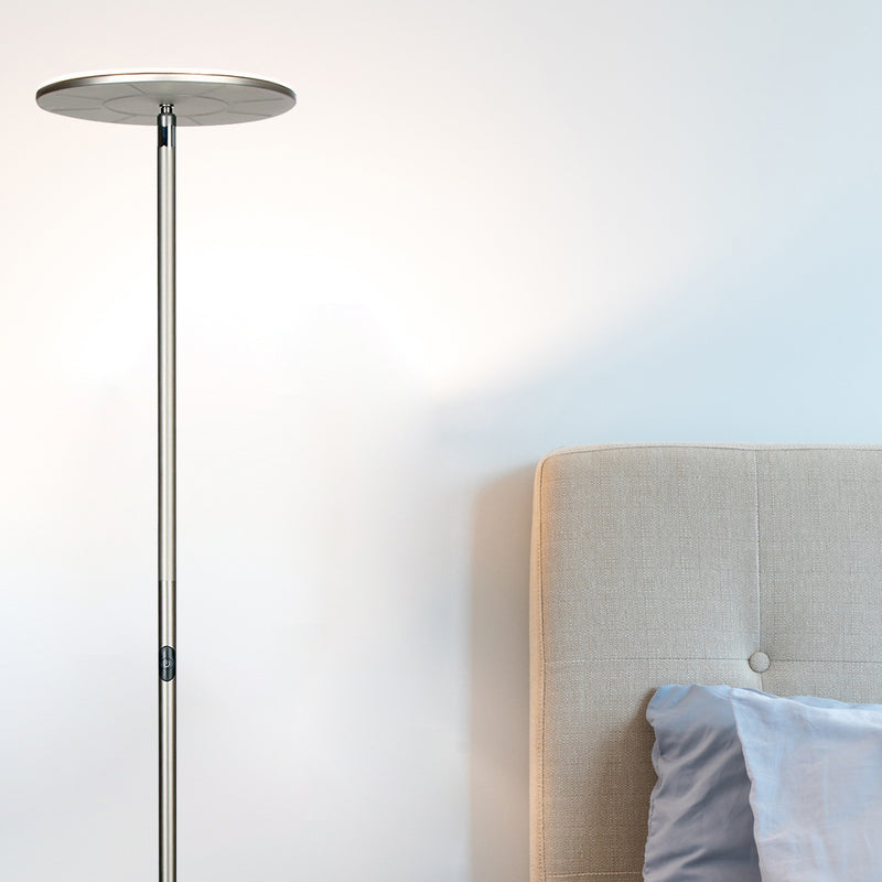 Brightech Sky Flux LED Torchiere Bright Standing Touch Sensor Floor Lamp, Nickel