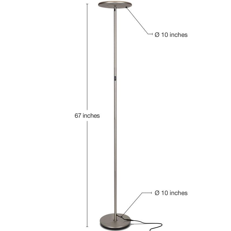 Brightech Sky Flux LED Torchiere Bright Standing Touch Sensor Floor Lamp, Nickel