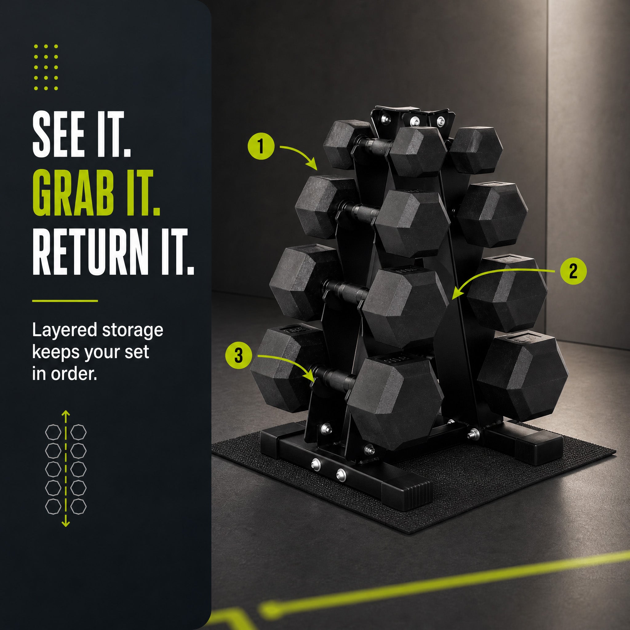BalanceFrom Dumbbell Set with Stand, Rubber Encased Home Gym Hand Weights, 100lb