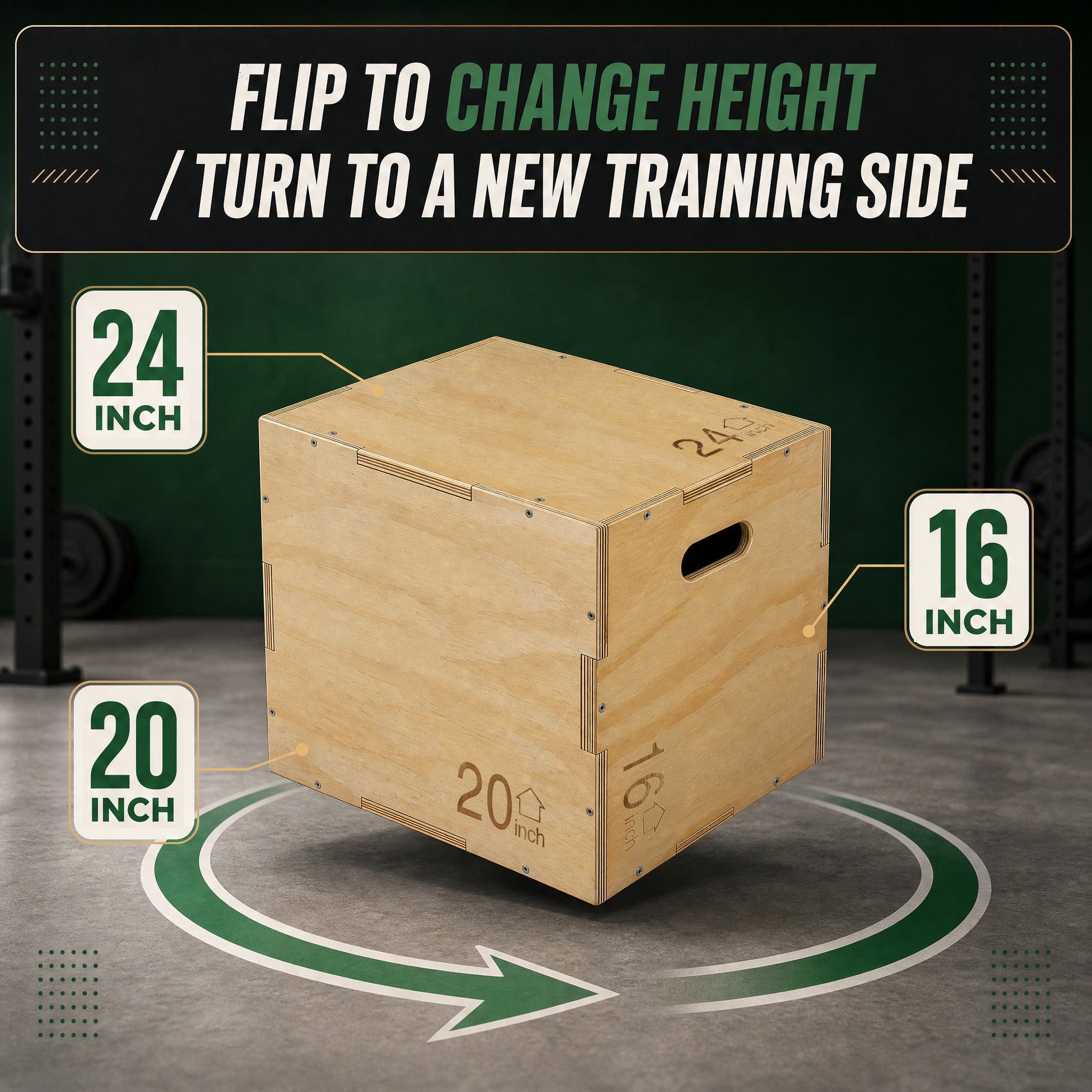 Fitvids 16"x20"x24" Wooden Plyo Box Jump Exercise Platform Workout Equipment