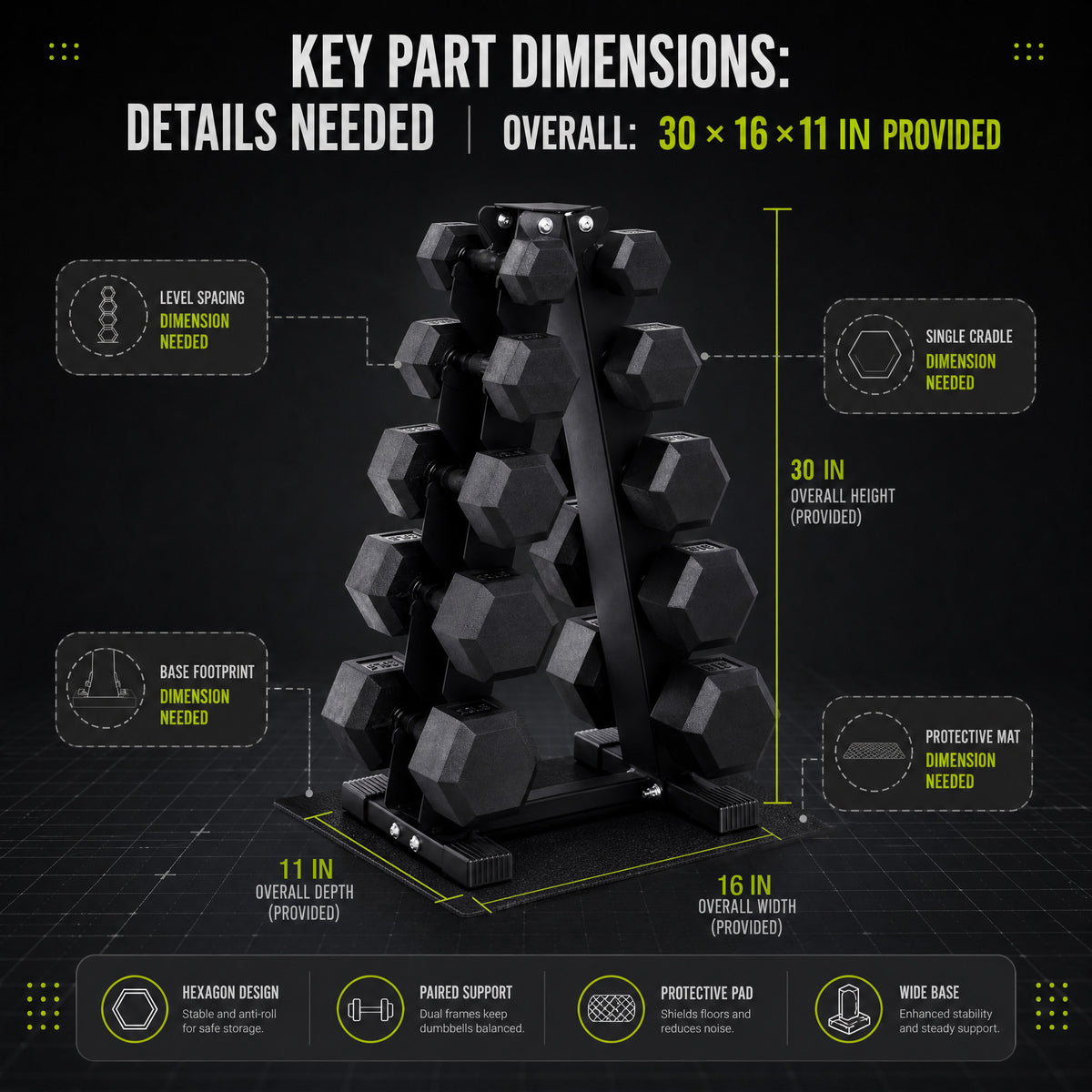 Aurorafy Rubber Encased Hex Dumbbell Set, 10lb, 15lb, 20lb, 25lb, 30lb Pairs