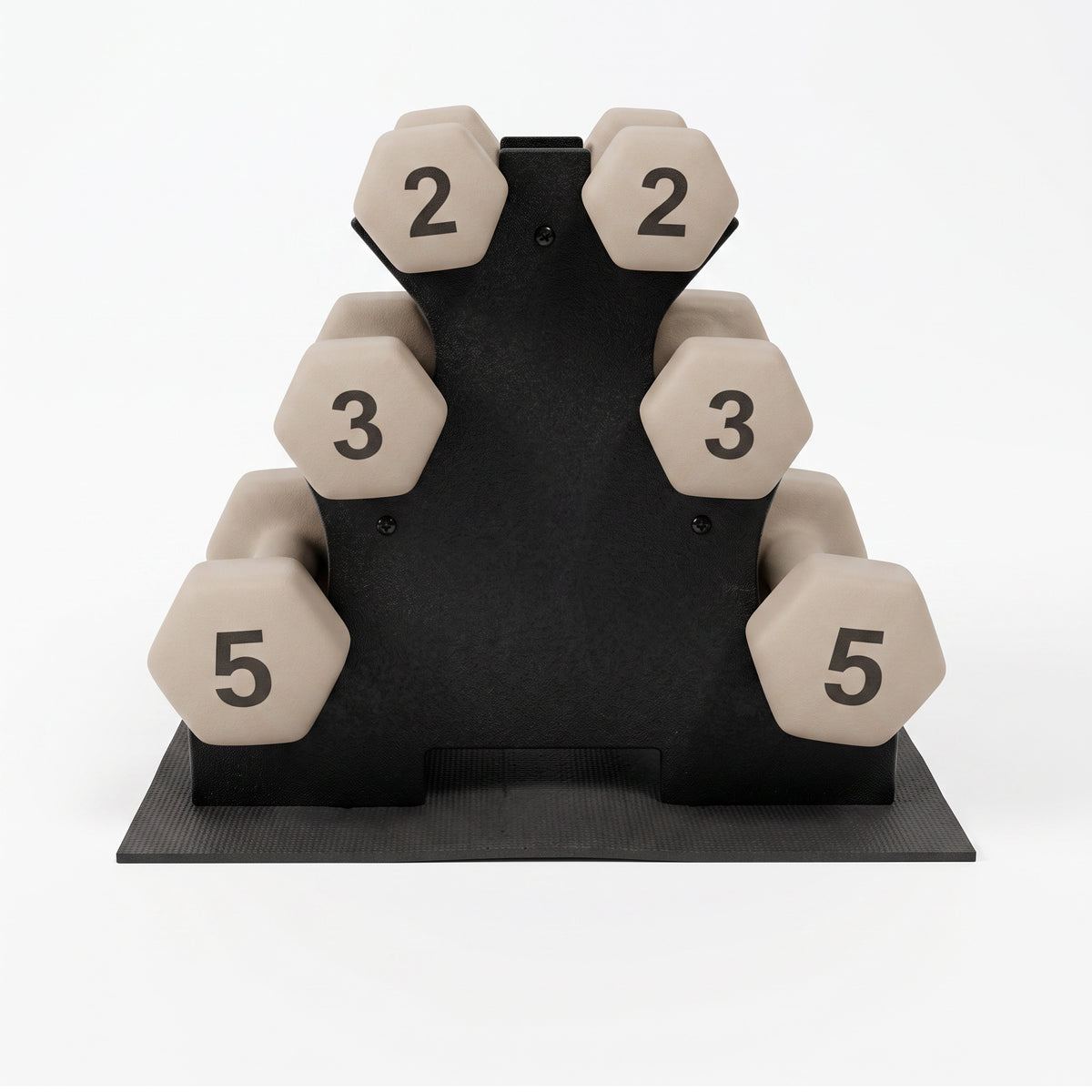 Aurorafy Neoprene Dumbbell Workout Set with Rack, 2 lbs, 3 lbs, & 5 lbs, Beige