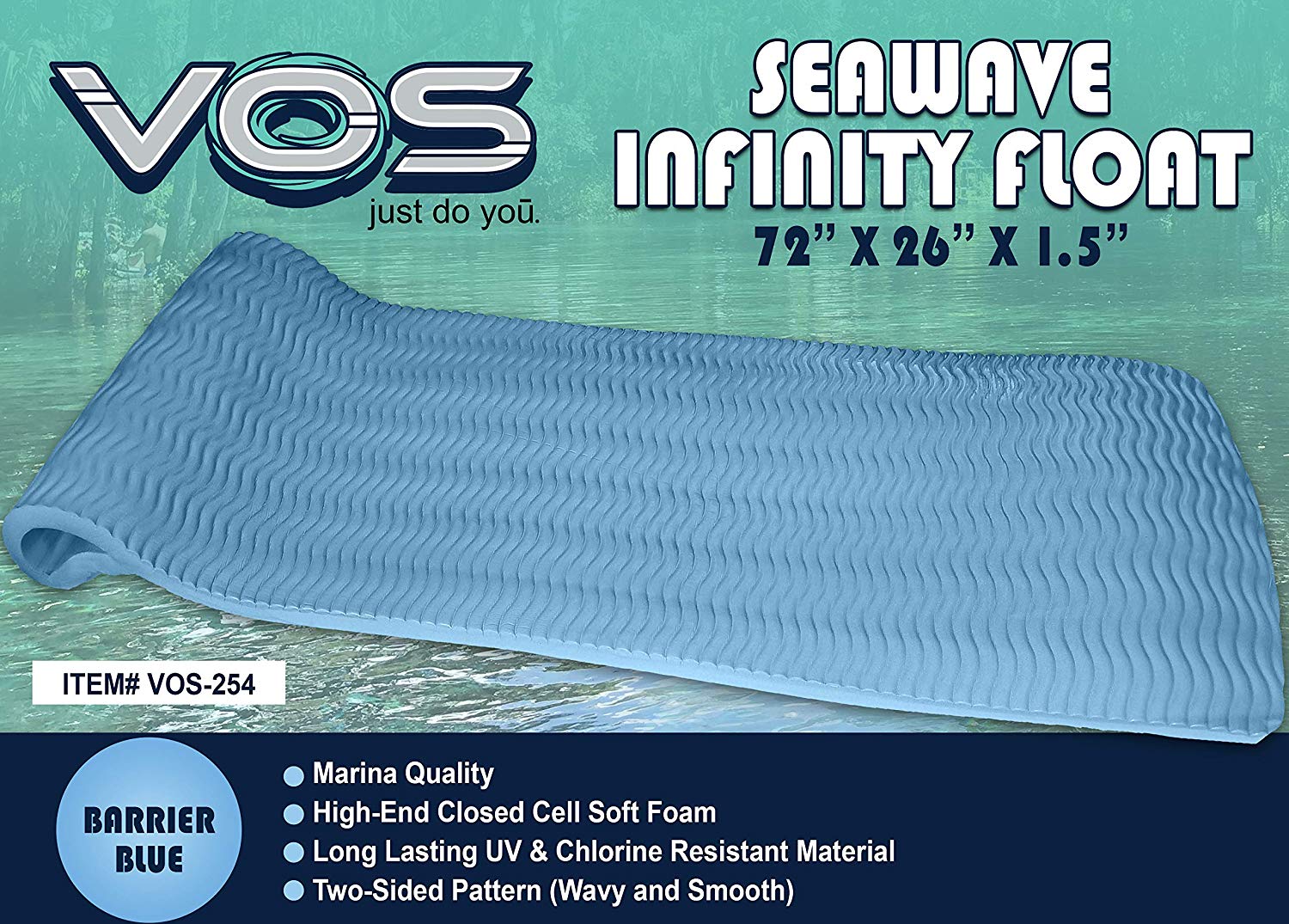 Vos 72" Soft Foam UV Chlorine Resistant Water Pool Float, Barrier Blue (4 Pack) - VMInnovations