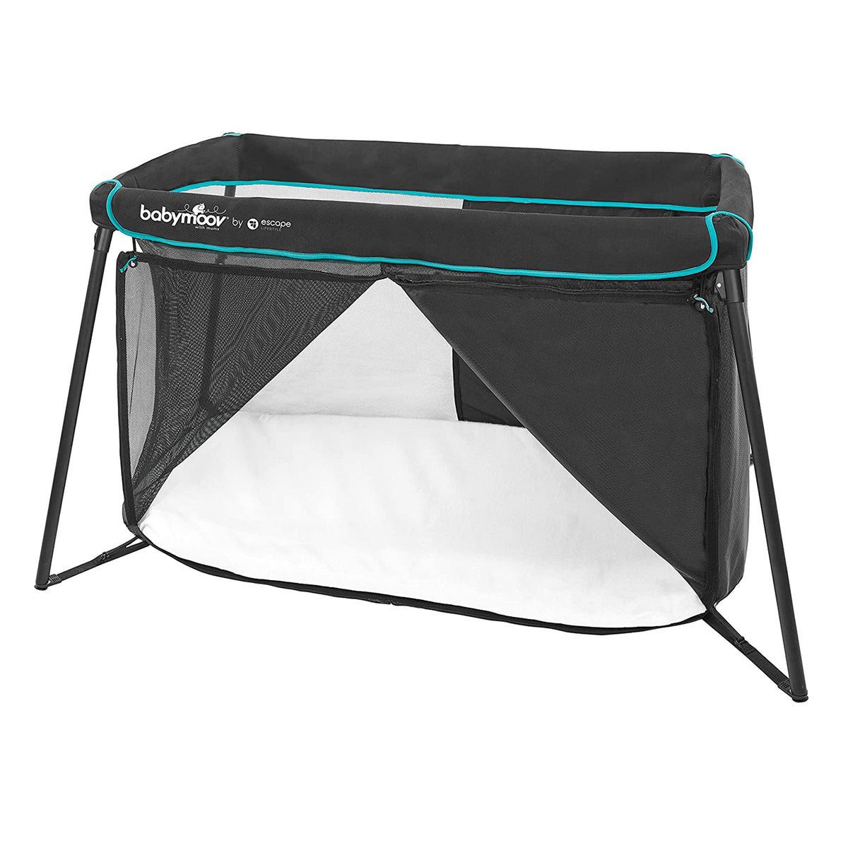 Babymoov Naos Lightweight Washable Memory Foam Travel Crib & Playpen, Black/Blue - VMInnovations