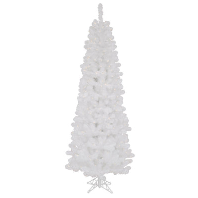 Vickerman Salem Pencil Pine 5.5 Foot Artificial Pre-Lit Christmas Tree, White