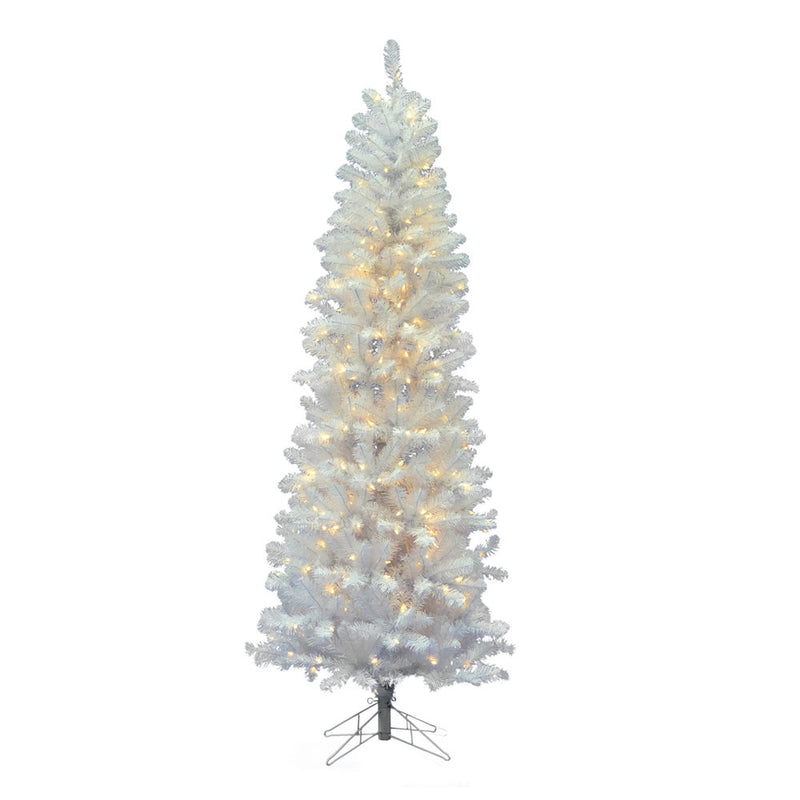 Vickerman White Salem Pencil Pine 6.5 Foot Artificial Pre-Lit LED Christmas Tree