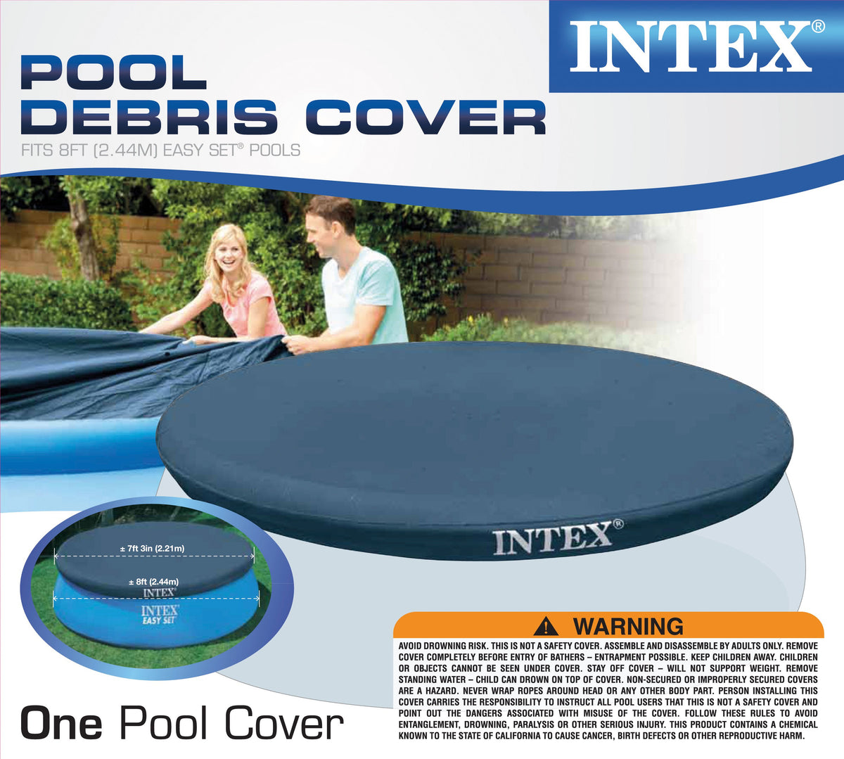 Intex Family Pool Lounge with Built In Bench (2 Pack) and 8’ Pool Cover (2 Pack)