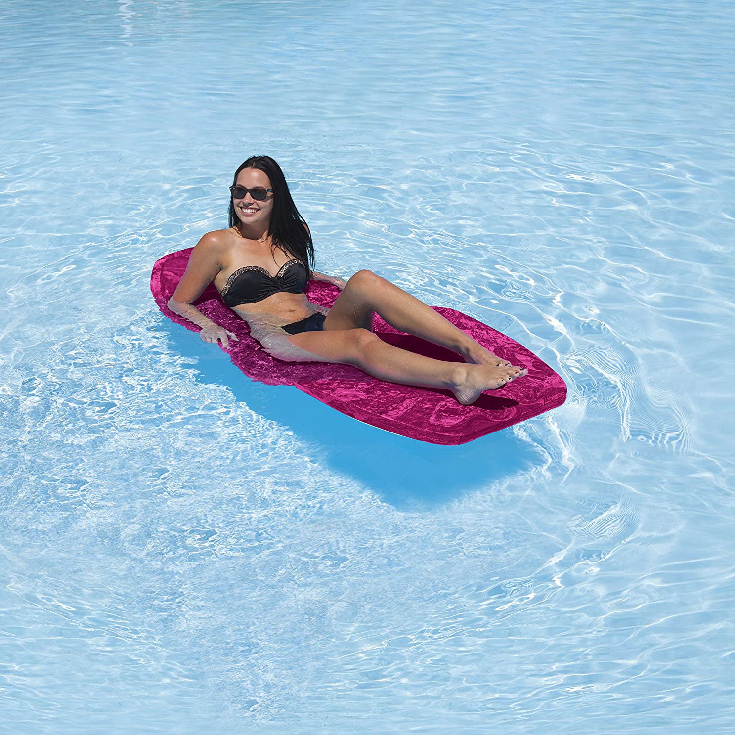 Airhead Sun Comfort Foam Swimming Pool Float Lounge Seat, Raspberry Pink Swirl - VMInnovations