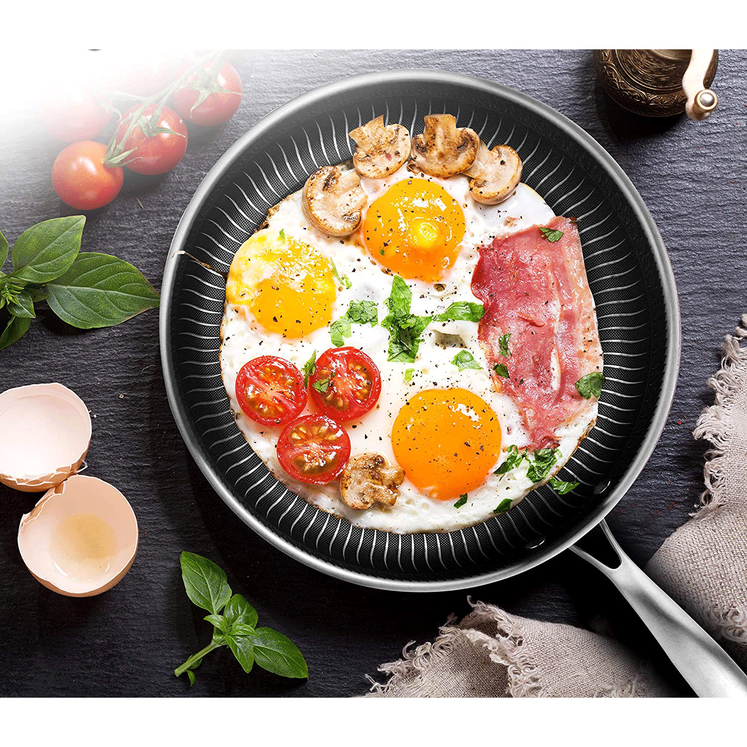 NutriChef 7 Piece Nonstick Stainless Steel Kitchen Cookware Pan Set with Lids - VMInnovations