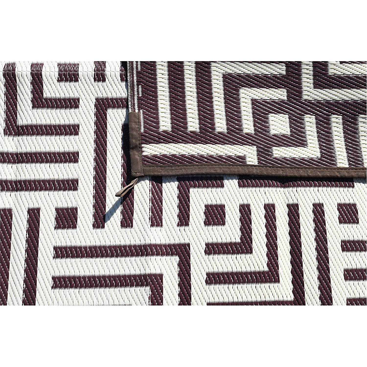 Reversible Mats 8 x 5 Foot Polypropylene Pattern Patio Rug Brown/Beige(Open Box)