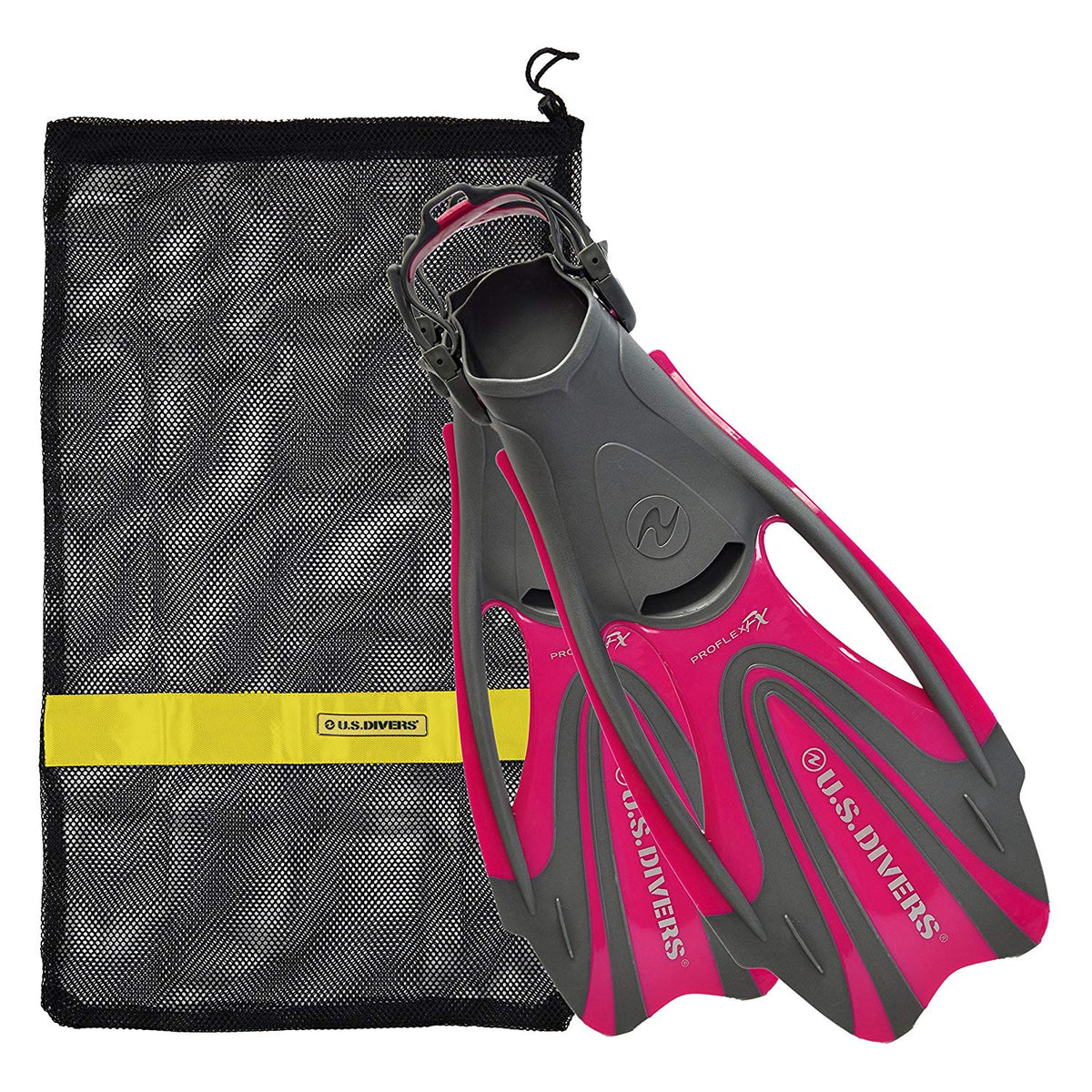 U.S. Divers ProFlex FX Snorkeling Set Size Large Fins with Mesh Bag, Raspberry