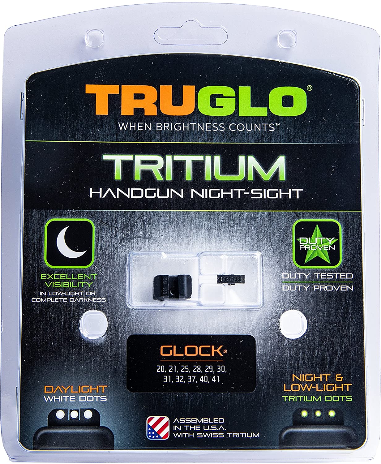 TruGlo Tritium Pro Brite Site High Set Glock Handgun Sight, Glock 20, 21, 29, 30 - VMInnovations