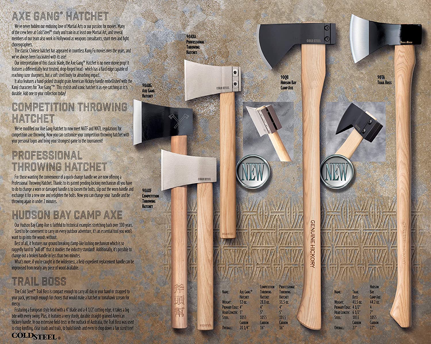 Cold Steel 27 In 42 Oz Carbon Steel Camping Survival Tactical Trail Boss Axe - VMInnovations
