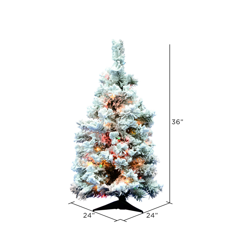 Vickerman Flocked Alaskan 36 Inch Artificial Tree w/ Multicolor Lights(Open Box) - VMInnovations