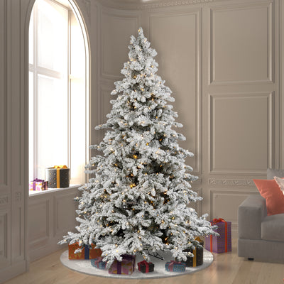 Vickerman Utica 7.5 Foot Flocked Artificial Prelit Christmas Tree with LED Light