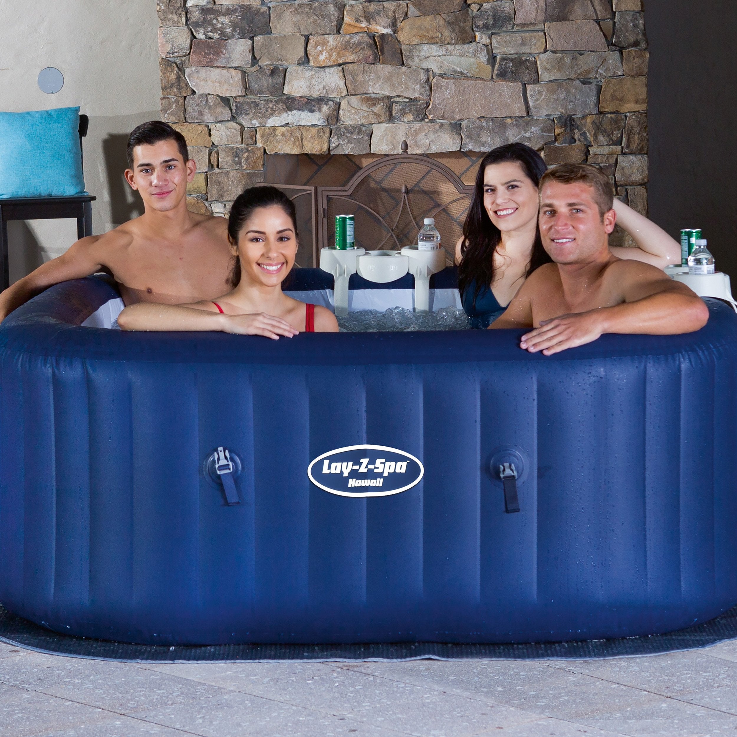 Bestway SaluSpa Hawaii 6 Person Portable Inflatable Spa Hot Tub & Drink Holder - VMInnovations